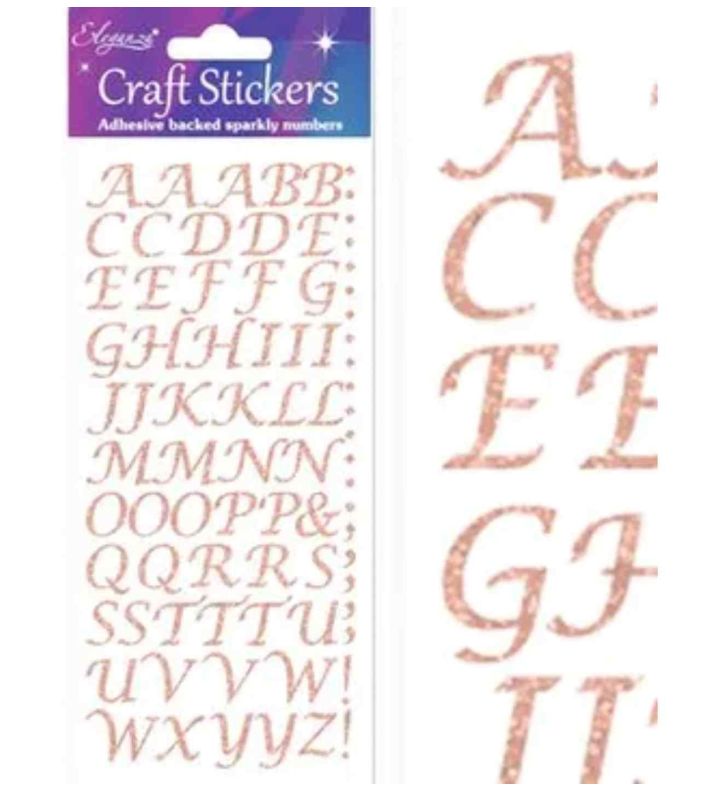 Eleganza Craft Stickers Stylised Alphabet Set Rose Gold No.87