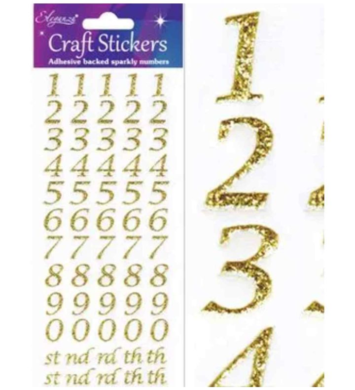 Eleganza Craft Stickers Stylised Number Set Gold No 65