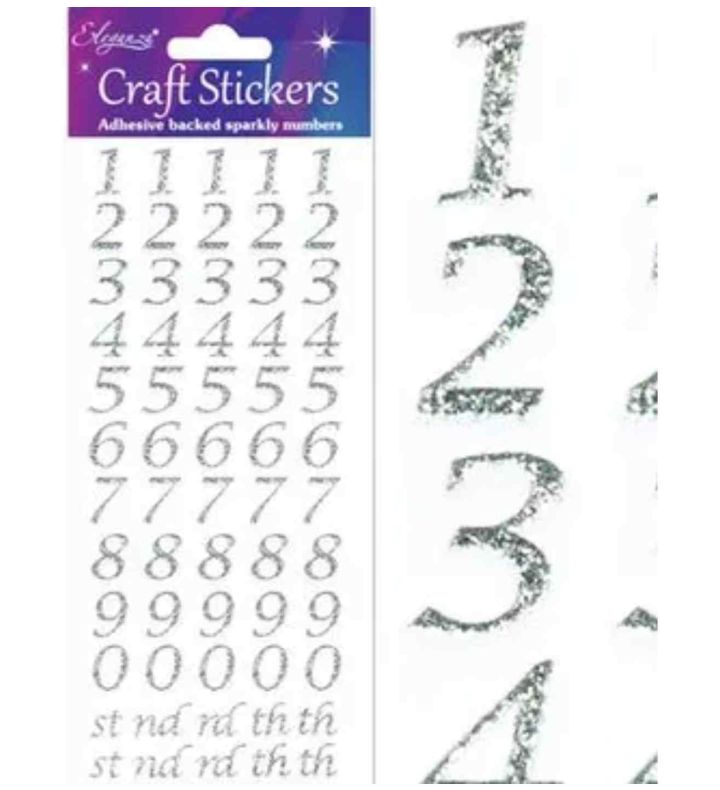 Eleganza Craft Stickers Bold Number Set Silver No.66