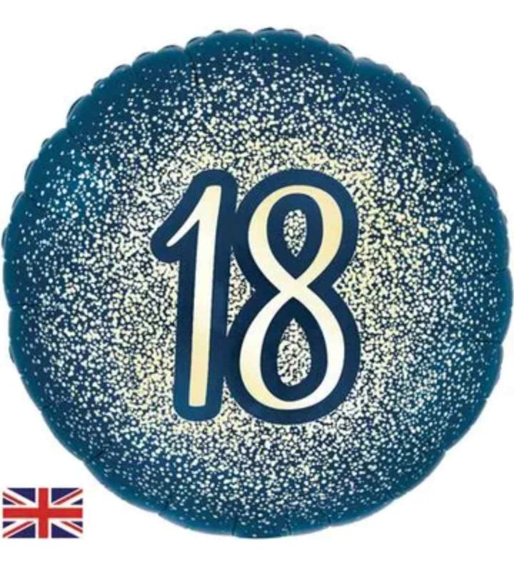 18" Oaktree Navy Gold Metallic Glitter 18th Birthday