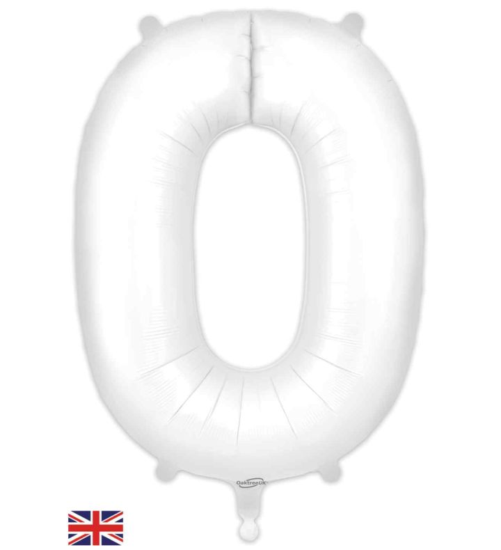 34" Matte White 0 Oaktree Foil Balloon