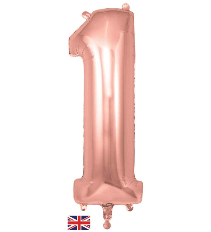 34" Rose Gold Number 1 Oaktree Foil Balloon