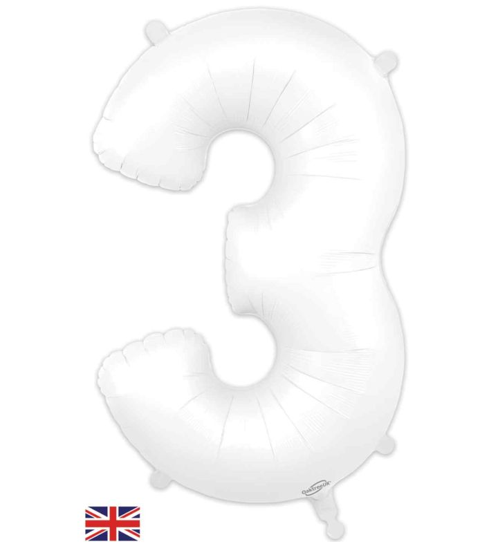 34" Matte White 3 Oaktree Foil Balloon