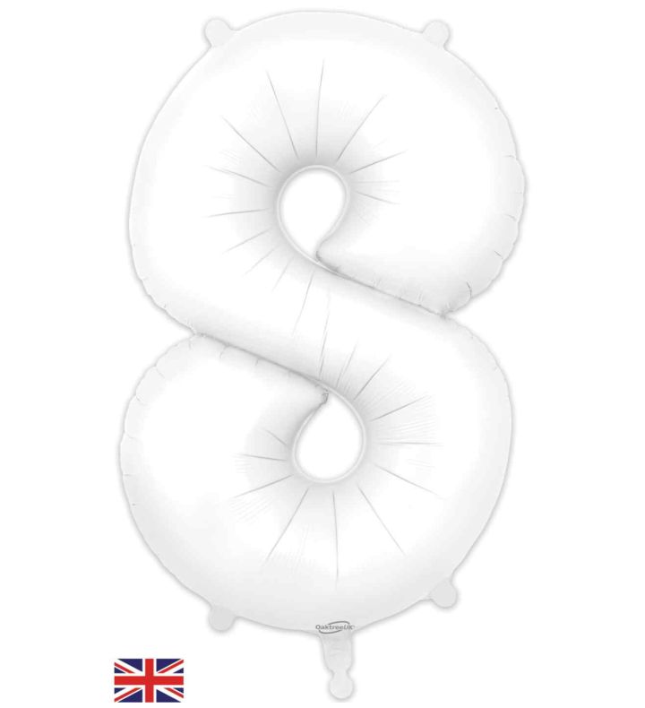 34" Matte White 8 Oaktree Foil Balloon
