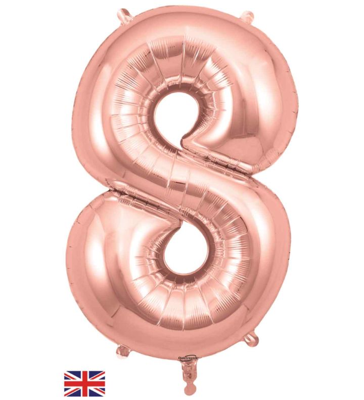 34" Rose Gold Number 8 Oaktree Foil Balloon