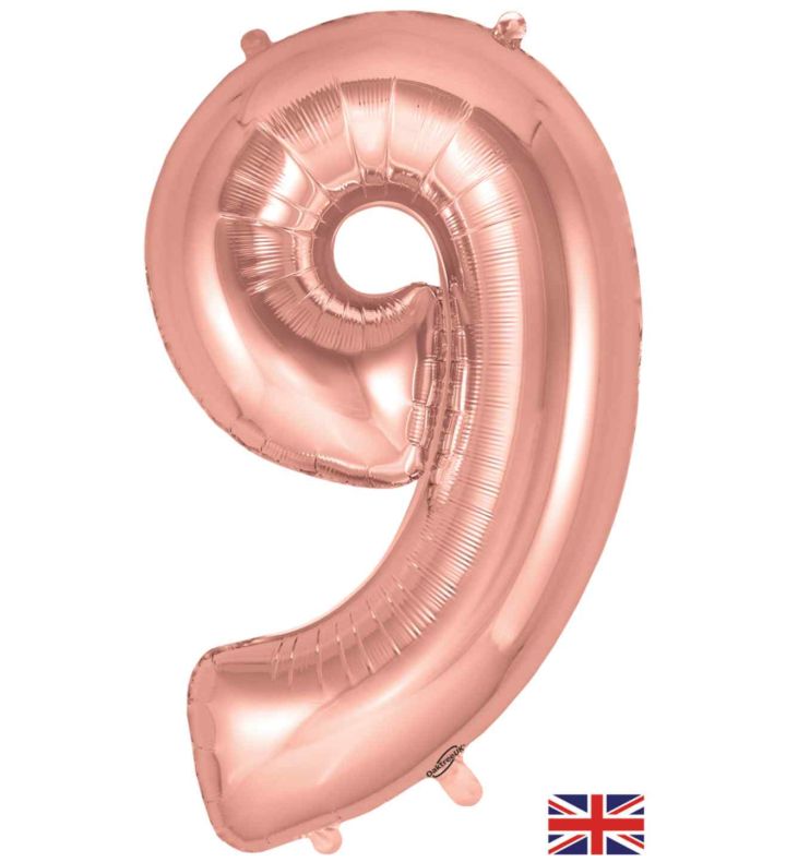 34" Rose Gold Number 9 Oaktree Foil Balloon