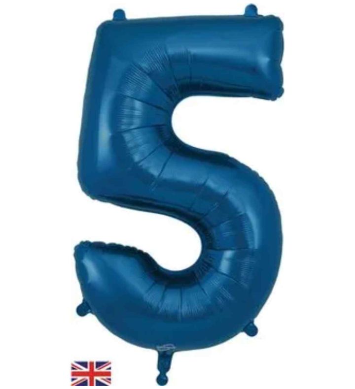 34" Navy Blue Number 5 Oaktree Foil Balloon