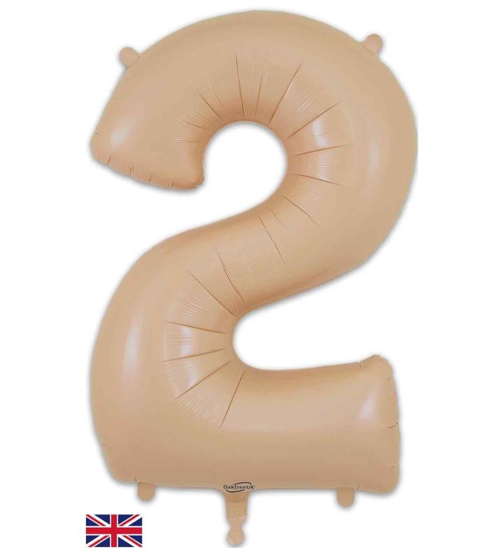 34" Matte Nude Number 2 Oaktree Foil Balloon
