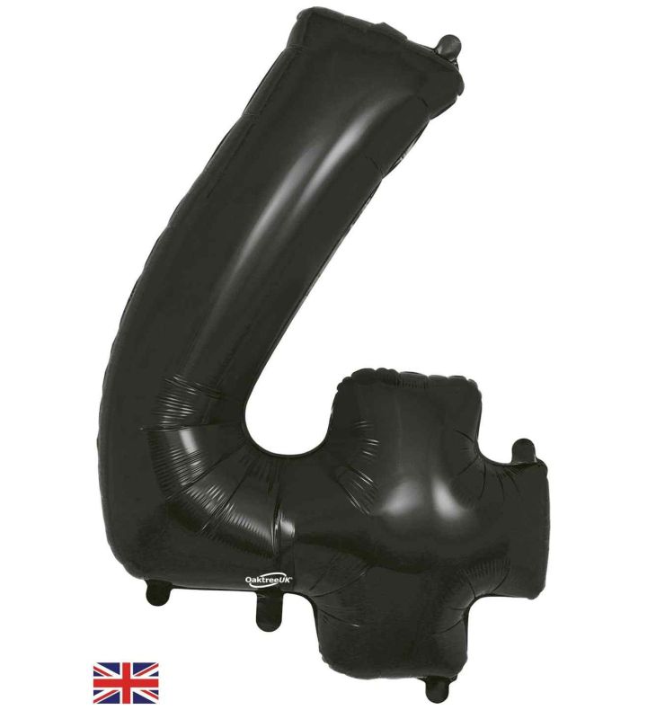 34" Black Number 4 Oaktree Foil Balloon