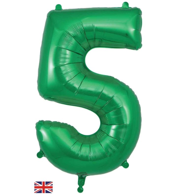 34" Green Number 5 Oaktree Foil Balloon