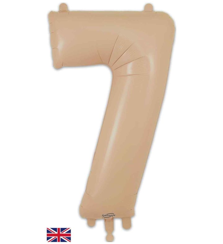 34" Matte Nude Number 7 Oaktree Foil Balloon