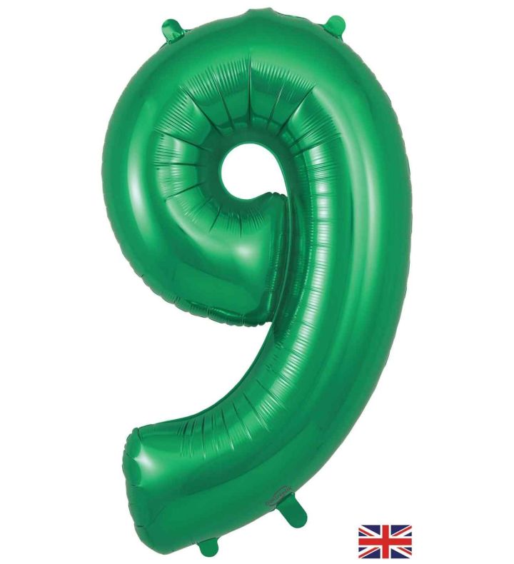 34" Green Number 9 Oaktree Foil Balloon