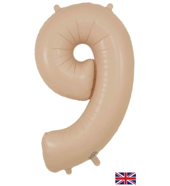 34" Matte Nude Number 9 Oaktree Foil Balloon