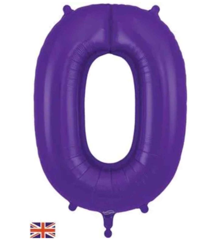 34" Purple Number 0 Oaktree Foil Balloon