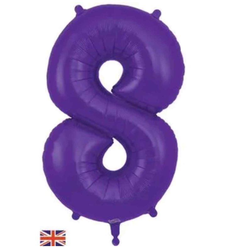 34" Purple Number 8 Oaktree Foil Balloon