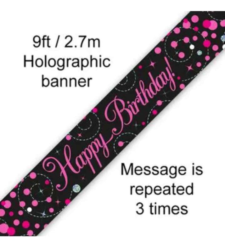 Birthday Black and Pink Banner
