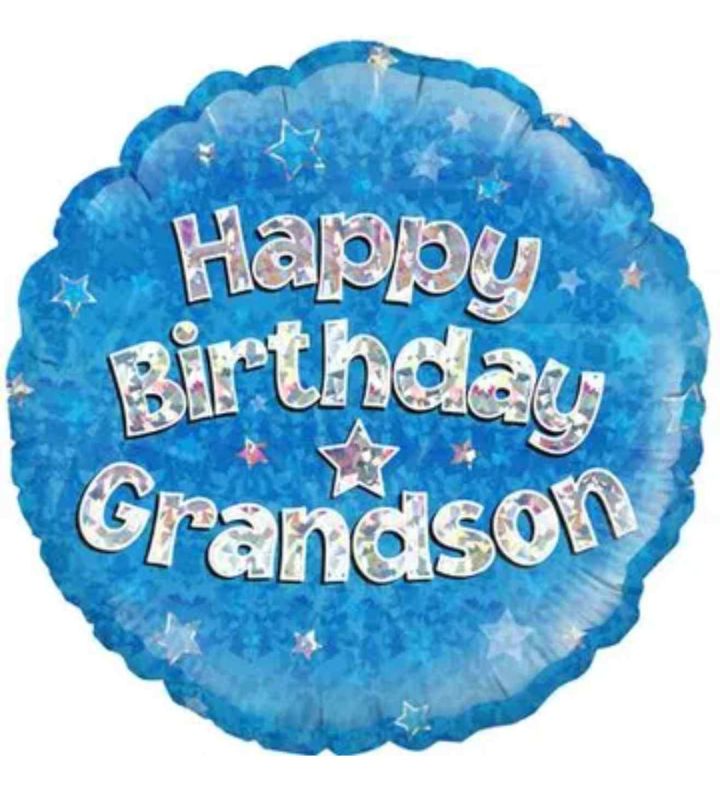 18" Oaktree Happy Birthday Grandson Blue Round