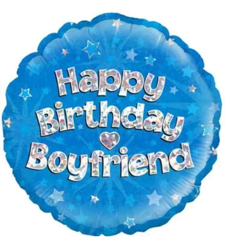 18" Oaktree Happy Birthday Boyfriend Blue Round