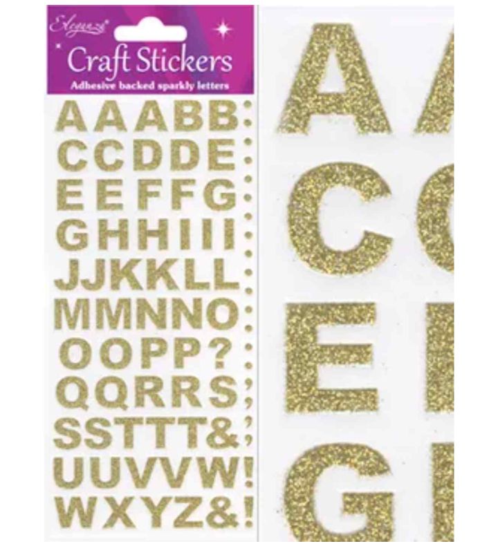 Eleganza Craft Stickers Bold Alphabet Set Gold No.65