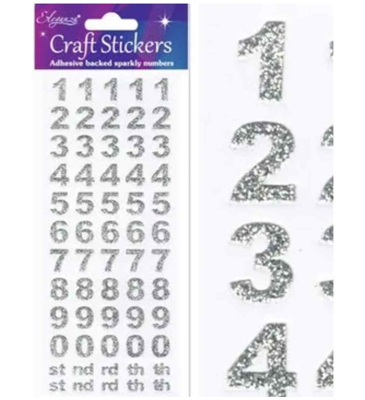 Eleganza Craft Stickers Bold Number Set Silver No.66