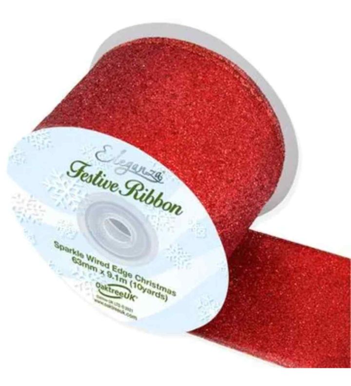 Luxury Wired Edge Ribbon 63mm x 9.1m (10 Yards ) Red