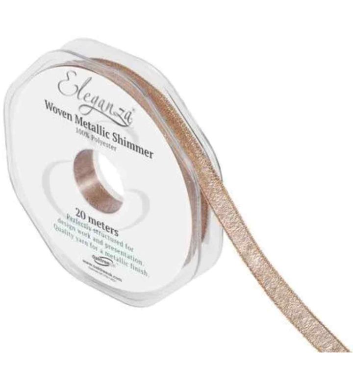Woven Metallic Shimmer 10mm x 20m Rose Gold