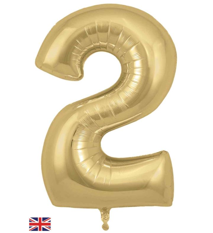 34" Gold Silk Number 2 Oaktree Foil Balloon