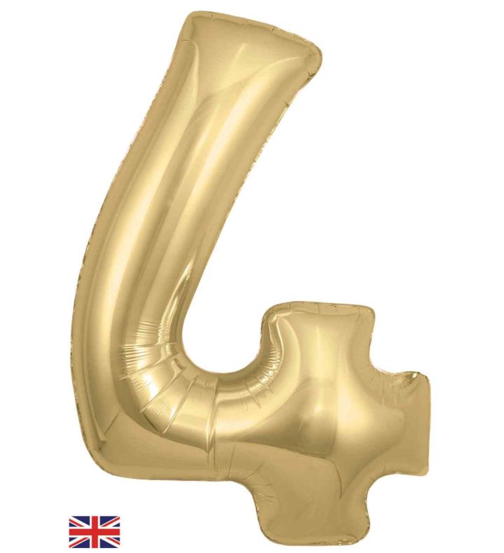34" Gold Silk Number 4 Oaktree Foil Balloon