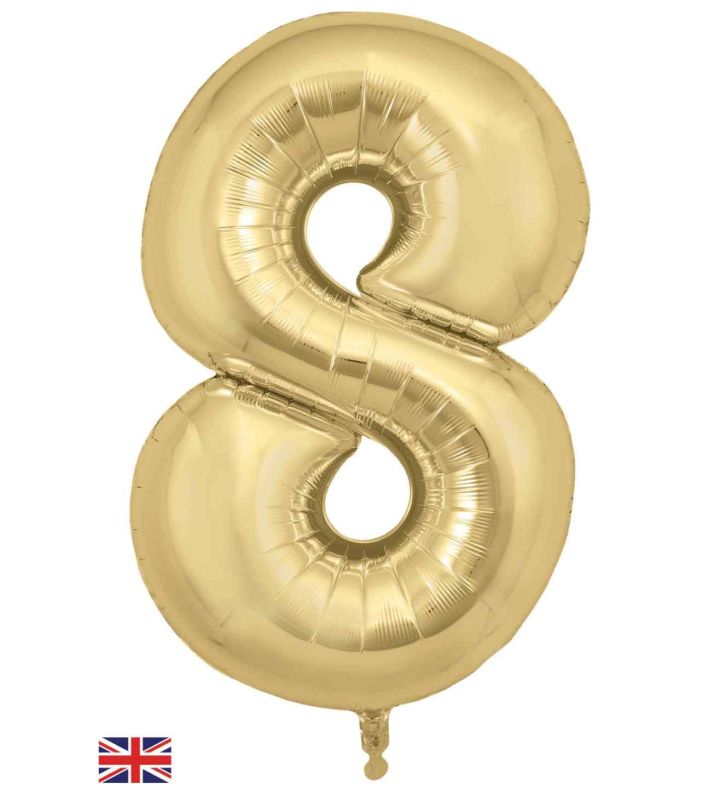 34" Gold Silk Number 8 Oaktree Foil Balloon