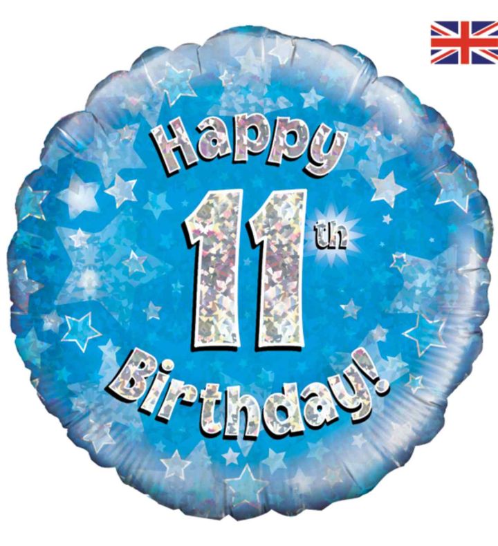 18" Oaktree 11th Birthday Blue Round Foil Balloon