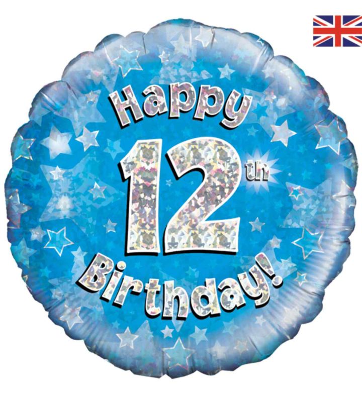 18" Oaktree 12th Birthday Blue Foil Balloon
