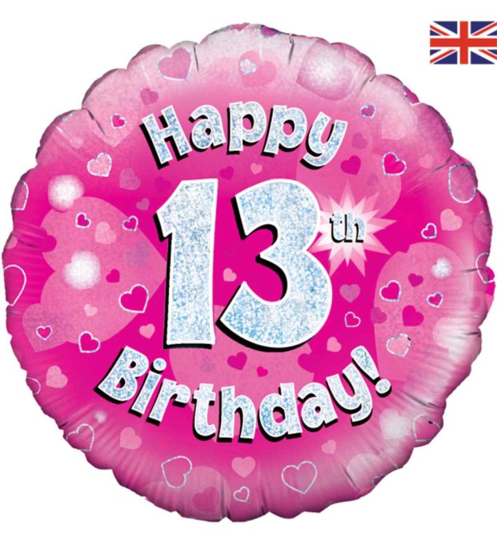 18" Oaktree 13th Birthday Pink Foil Balloon
