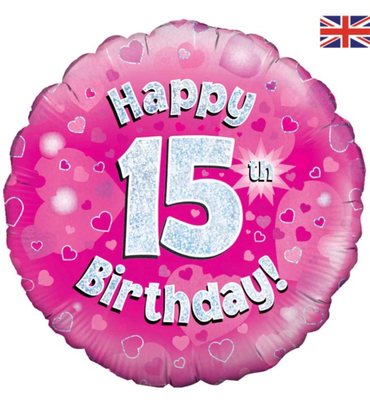 18" Oaktree 15th Birthday Pink Round