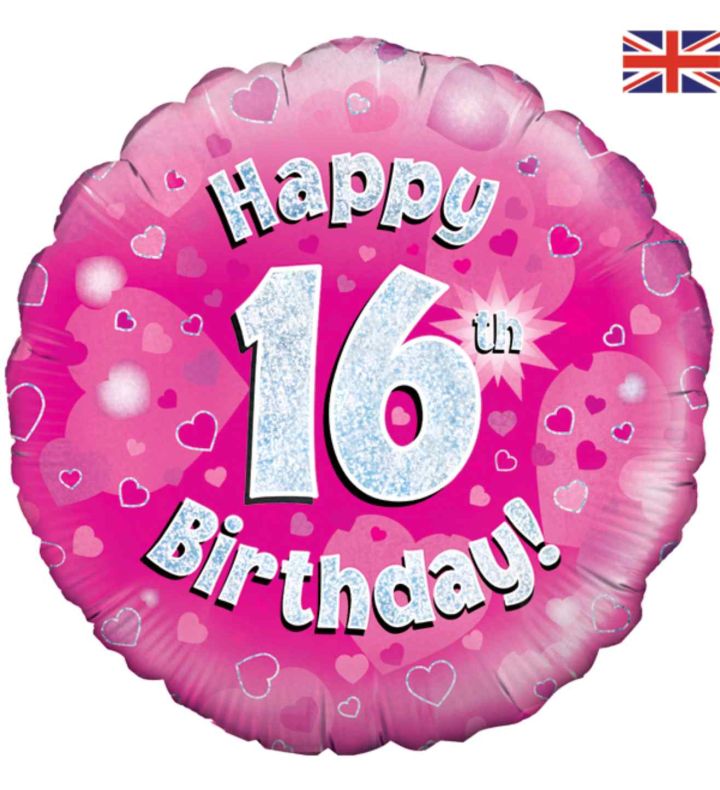 18" Oaktree 16th Birthday Pink Foil Balloon