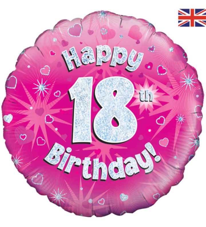 18" Oaktree 18th Birthday Pink Foil Balloon