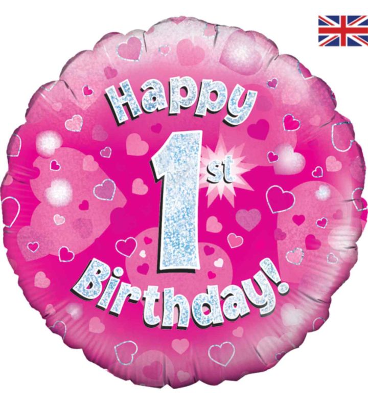 18" Oaktree 1st Birthday Pink Foil Balloon