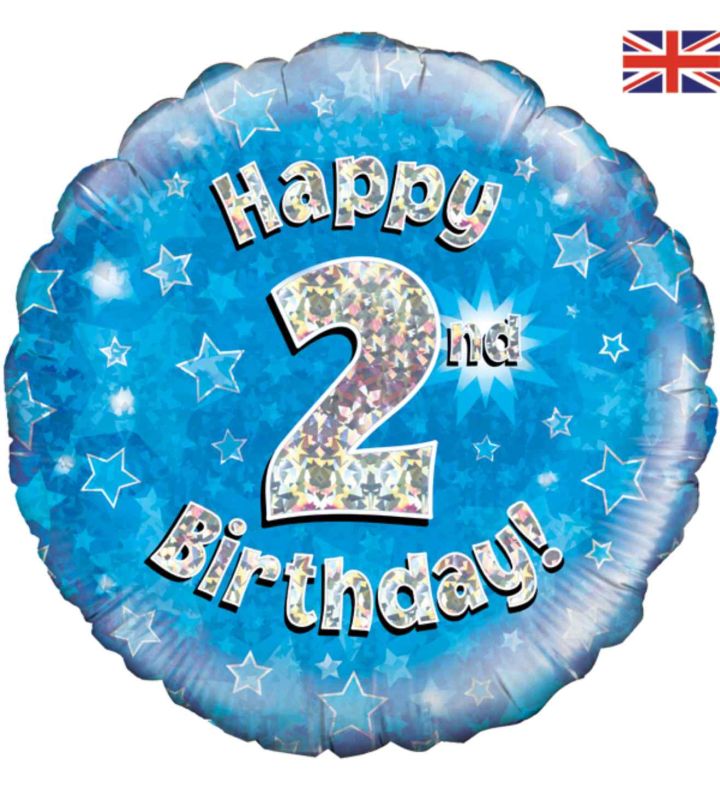 18" Oaktree 2nd Birthday Blue Foil Balloon