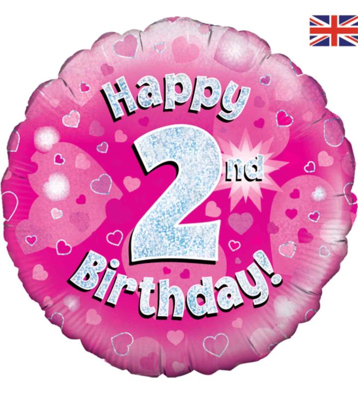 18" Oaktree 2nd Birthday Pink Foil Balloon