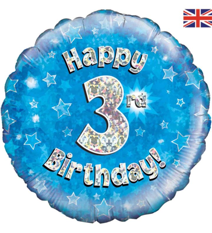 18" Oaktree 3rd Birthday Blue Round