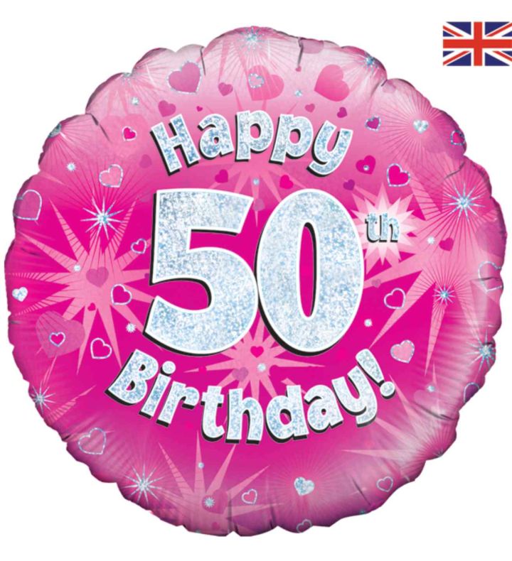 18" Oaktree 50th Birthday Pink Foil Ballloon