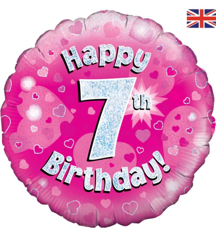18" Oaktree 7th Birthday Pink Foil Balloon