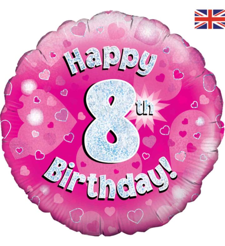 18" Oaktree 8th Birthday Pink Round