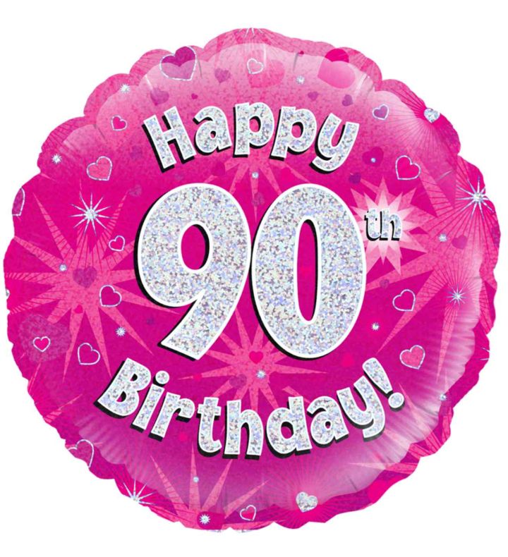 18" Oaktree 90th Birthday Pink Foil Balloon