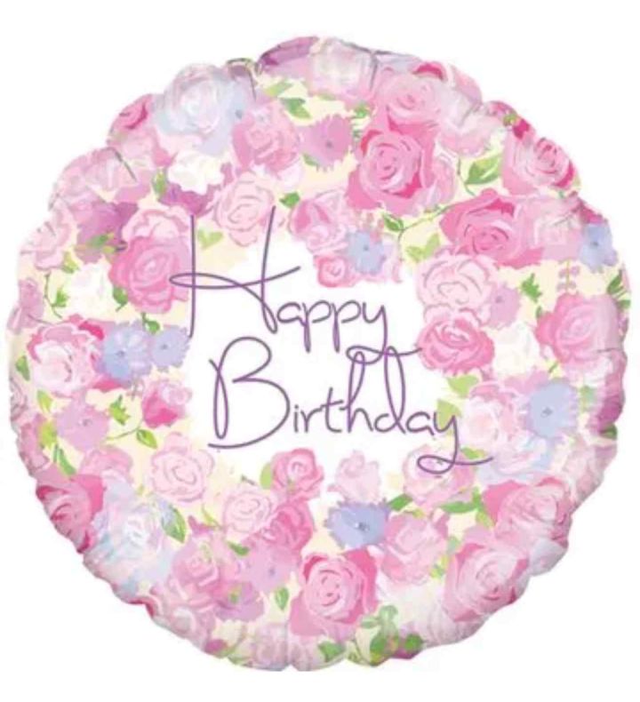 18" Oaktree Happy Birthday Vintage Floral Round Foil Balloon