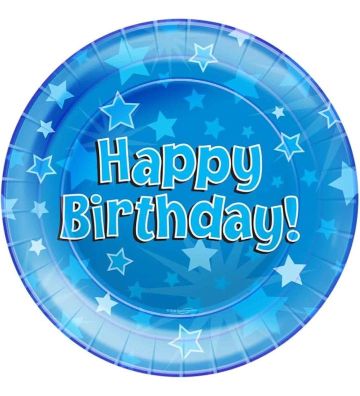 Oaktree Happy Birthday Blue 9" Plates 8pcs