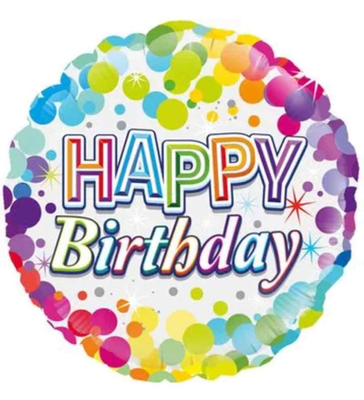 18" Oaktree Happy Birthday Colourful Confetti Round Foil Balloon