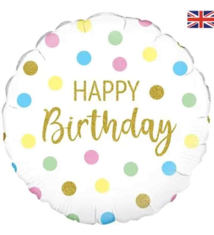 18" Oaktree Happy Birthday Pastel Dots Round