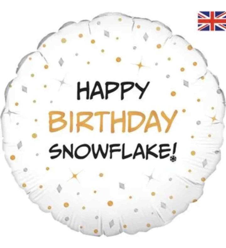 18" Happy Birthday Snowflake Foil Balloon