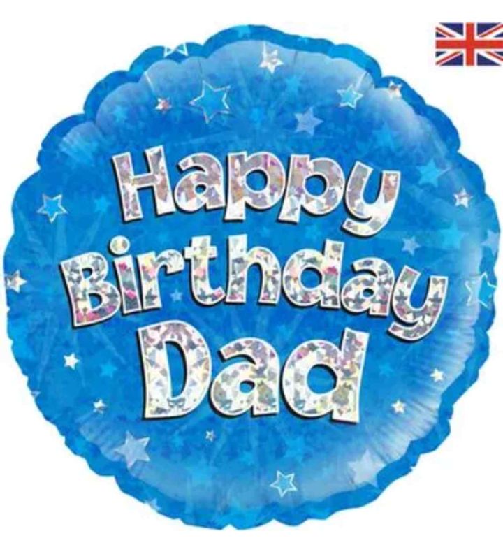 18" Oaktree Happy Birthday Dad Holographic Blue Round