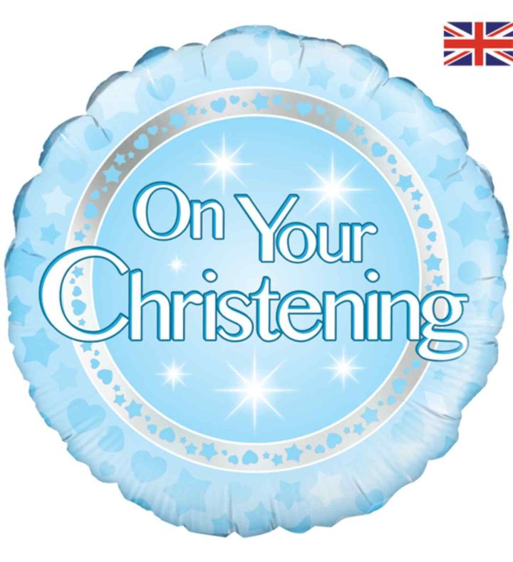 18" Oaktree 'On Your Christening' Blue Round